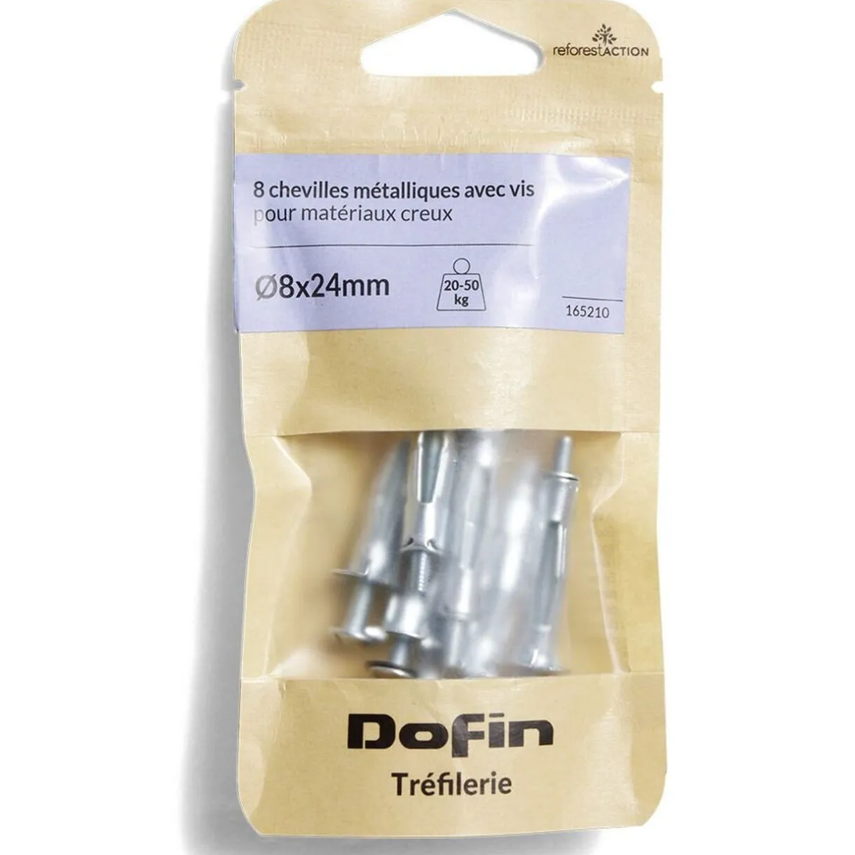 New Gifi 8 chevilles métalliques pour matériaux creux avec vis - Ø8x24 mm