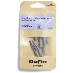 New Gifi 6 chevilles universelles en nylon tous matériaux avec vis - Ø6x35 mm
