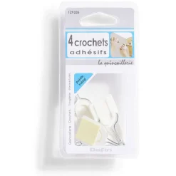 Gifi 4 crochets adhésifs en plastique avec pointe métal - 30x25 mm