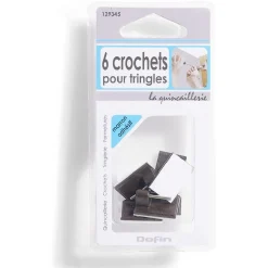 Outlet Gifi 6 crochets adhésifs pour tringle en plastique marron - 17x24 mm