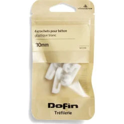 Discount Gifi 4 crochets pour béton plastique blanc - 30 mm