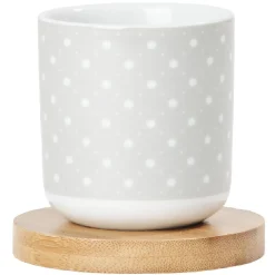 4 gobelets avec sous tasses en bois rouge et blanc^Gifi Online