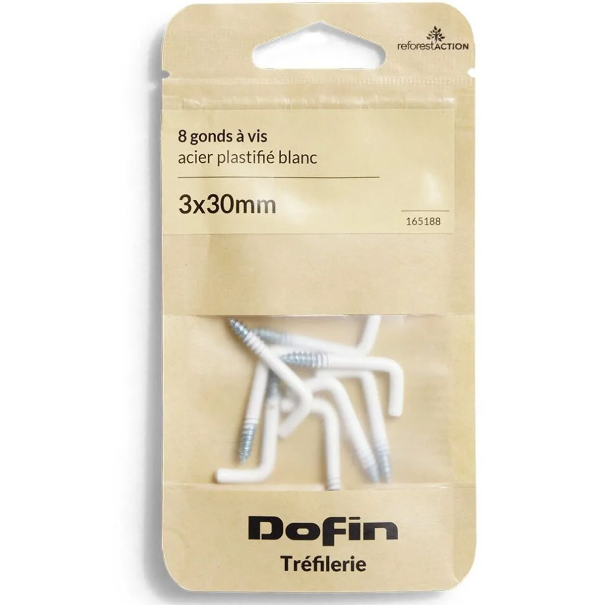 Clearance Gifi 8 gonds à vis acier plastifié blanc - 3x30mm