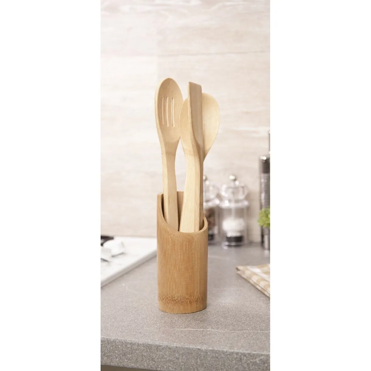 3 ustensiles de cuisine et support bois^Gifi New