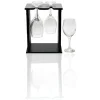 4 verres à vin avec support en bois noir^Gifi Best