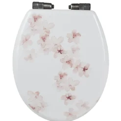 Sale Gifi Abattant WC blanc design fleurs de cerisier roses