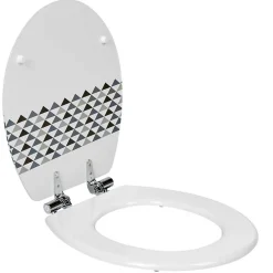 Discount Gifi Abattant WC blanc motifs triangles