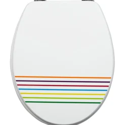 Sale Gifi Abattant WC blanc rayures colorées