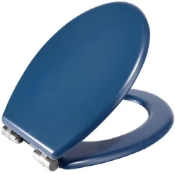 Outlet Gifi Abattant WC bois bleu avec frein de chute déclipsable réglable