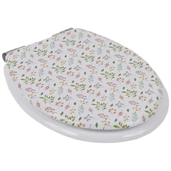 Online Gifi Abattant WC bois motif floral avec frein de chute déclipsable réglable