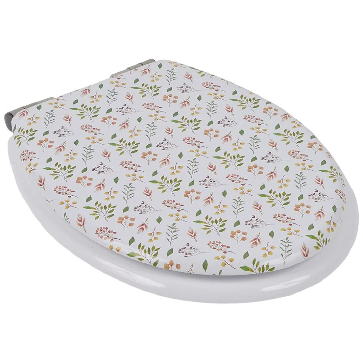Online Gifi Abattant WC bois motif floral avec frein de chute déclipsable réglable