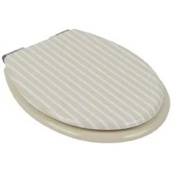 Gifi Abattant WC bois motif rayé avec frein de chute déclipsable réglable