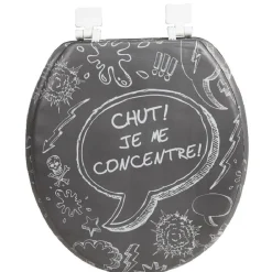 Clearance Gifi Abattant WC gris avec inscription chut je me concentre