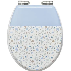 Gifi Abattant WC MDF motif terrazzo effet granit blanc et bleu