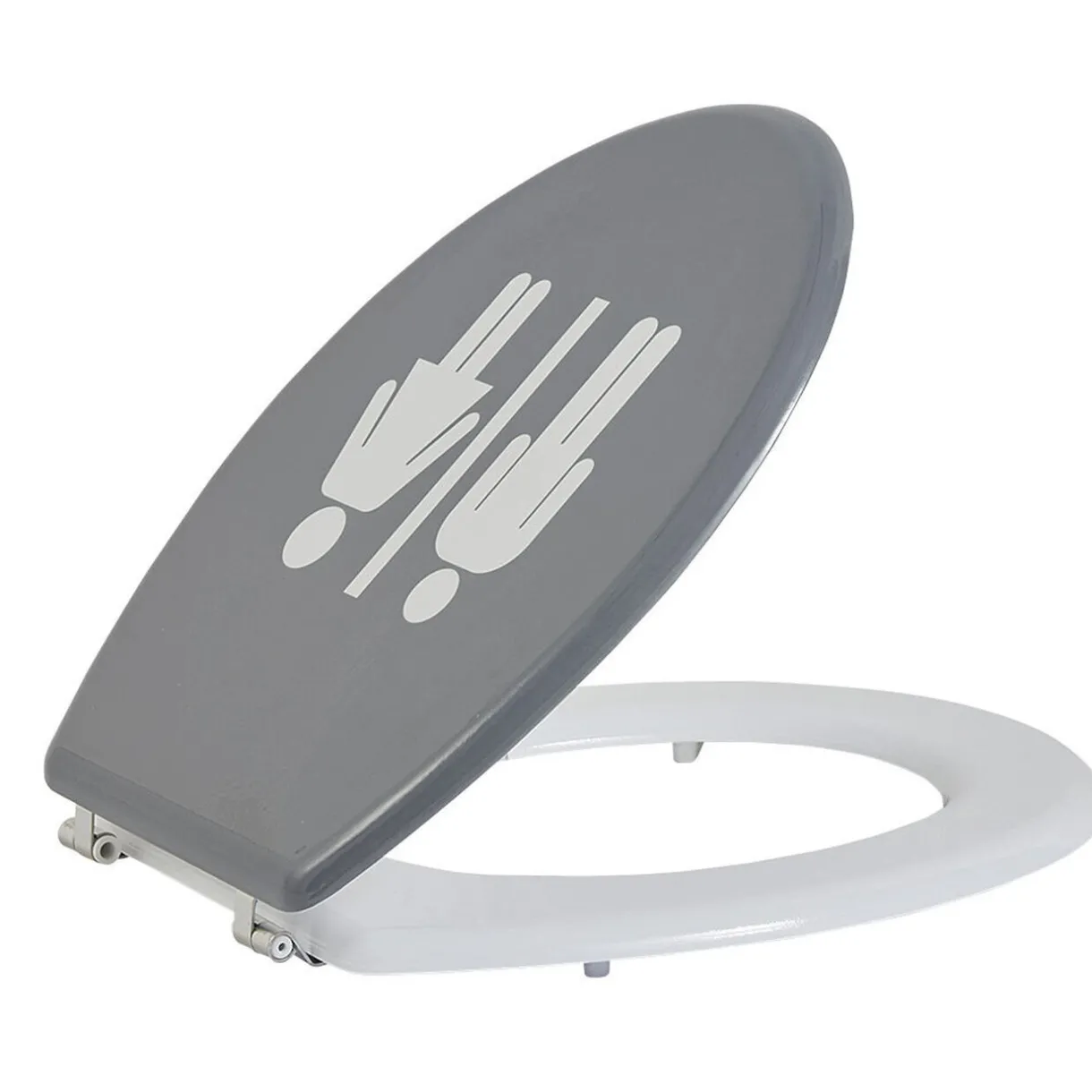 Sale Gifi Abattant WC motif pictogramme fille et garçon gris et blanc