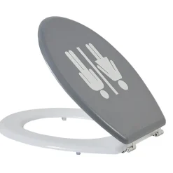Sale Gifi Abattant WC motif pictogramme fille et garçon gris et blanc