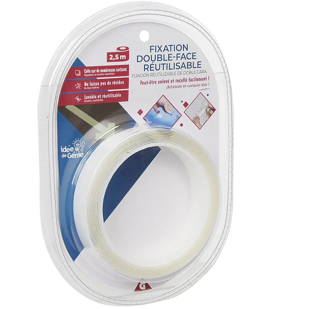 Discount Gifi Adhésif double face réutilisable 2,5 m
