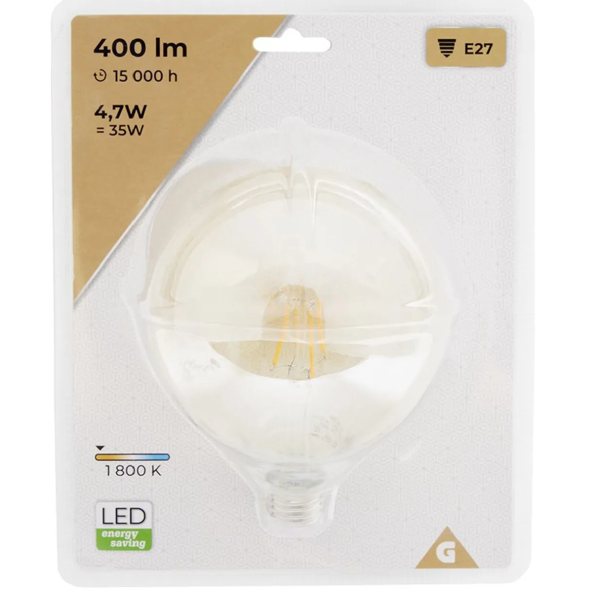 New Gifi Ampoule à filament E27 forme globe doré 4,7W=35W