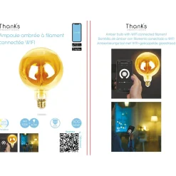 Gifi Ampoule bulbe ambrée à filament connectée E27 40 W