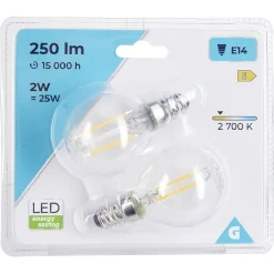 New Gifi Ampoule LED à filament E14 G45 250lms x2