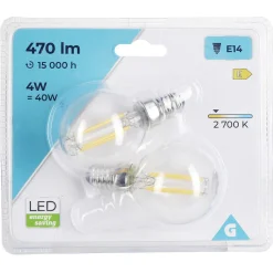 Gifi Ampoule LED à filament E14 G45 470lms x2