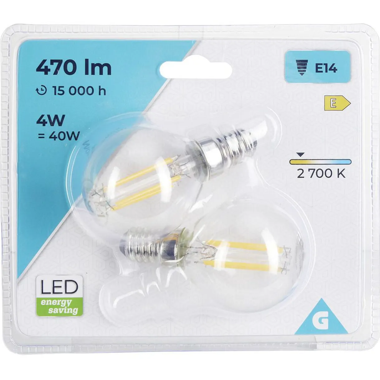 Gifi Ampoule LED à filament E14 G45 470lms x2