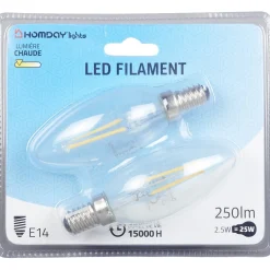 New Gifi Ampoule LED filament Homday lumière chaude x2