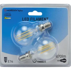 Clearance Gifi Ampoule LED filament Homday E14 G45 lumière chaude 470lms x2