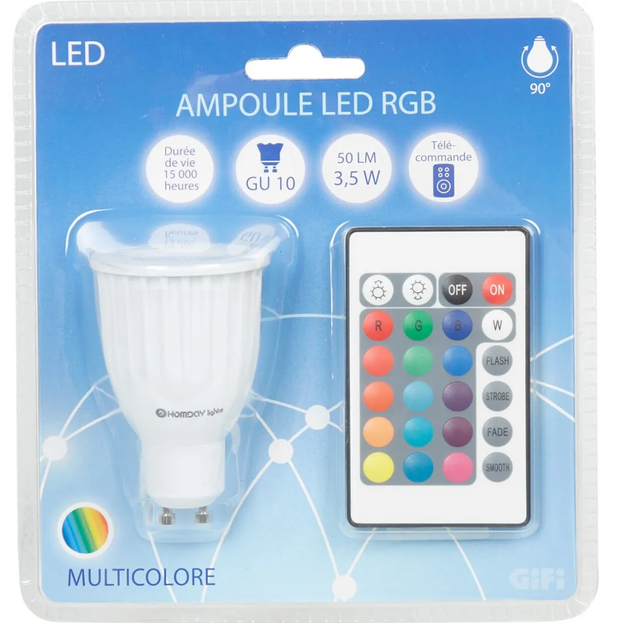 Discount Gifi Ampoule LED GU10 couleurs changeantes