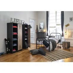 Rangement|Gifi Armoire Apollo noire et miel