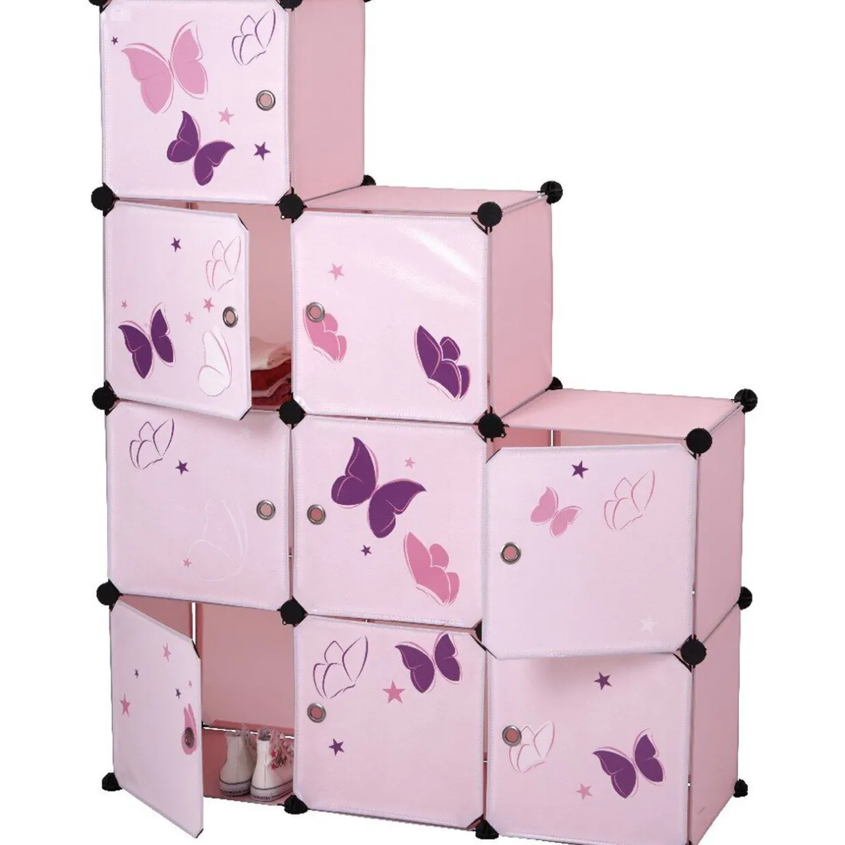 Rangement|Gifi Armoire dressing escalier pour enfant design papillon