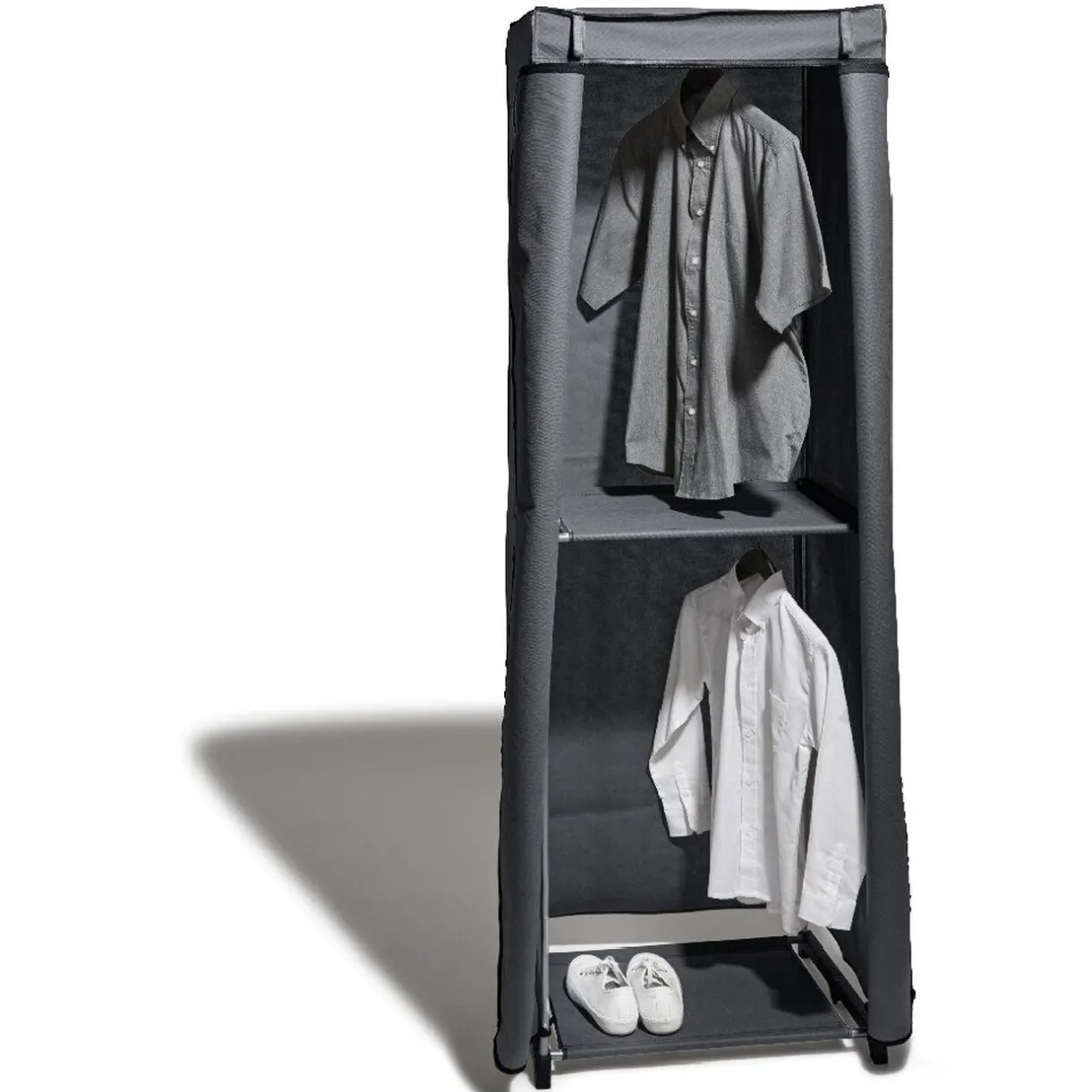 Rangement|Gifi Armoire dressing gris double penderie