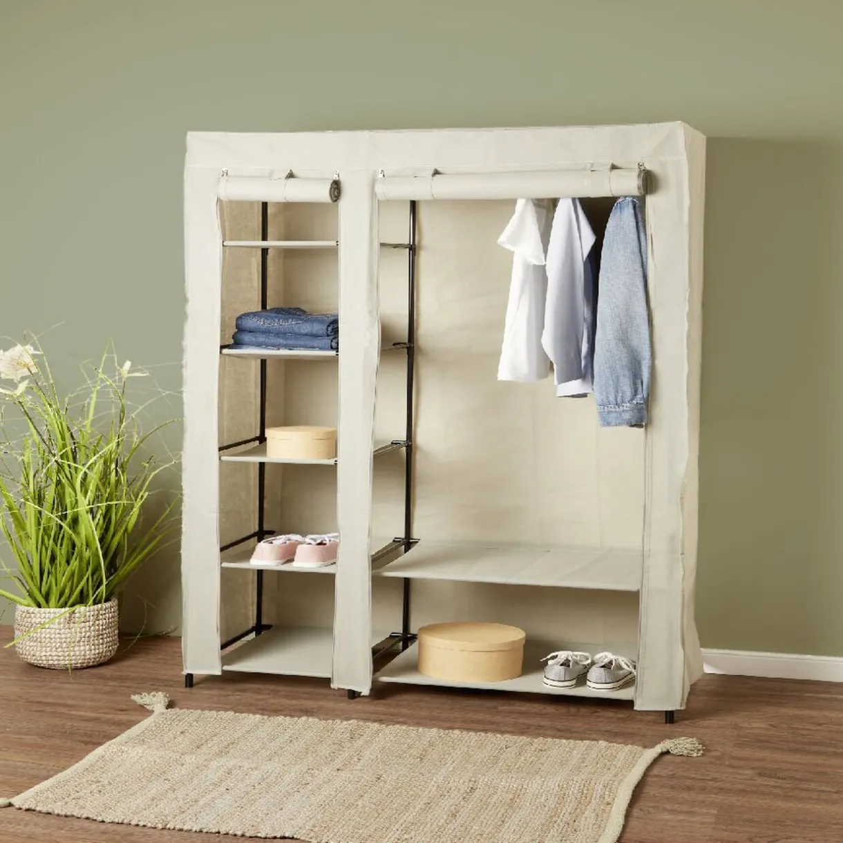 Rangement|Gifi Armoire textile avec 7 étagères et portant 100x45x174cm