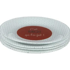 Assiette à dessert à pois C'est moi qui l'ai fait x4^Gifi Discount