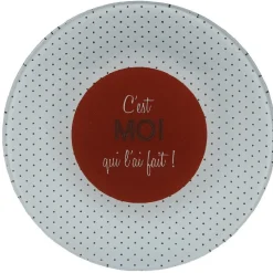 Assiette à dessert à pois C'est moi qui l'ai fait x4^Gifi Discount