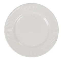 Assiette à dessert avec rebord embossé ronde plate blanche^Gifi Outlet