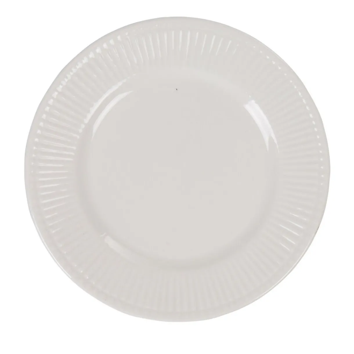 Assiette à dessert avec rebord embossé ronde plate blanche^Gifi Outlet