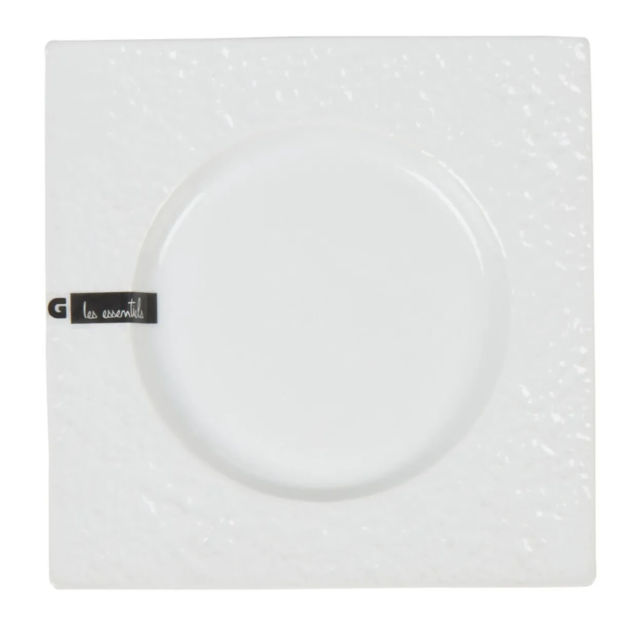 Assiette à dessert blanche carrée intérieur rond^Gifi New