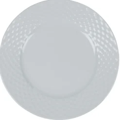 Assiette à dessert blanche ronde aile damassée^Gifi Hot