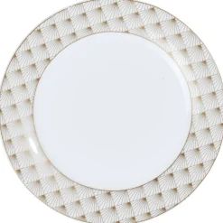 Assiette à dessert blanche bordure rayons doré^Gifi Best