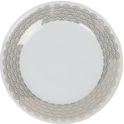 Assiette à dessert blanche bordure dorée vague seigaiha^Gifi Sale