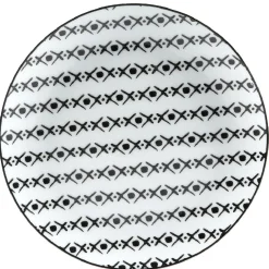 Assiette à dessert blanche motif ligne de croix noir^Gifi Discount