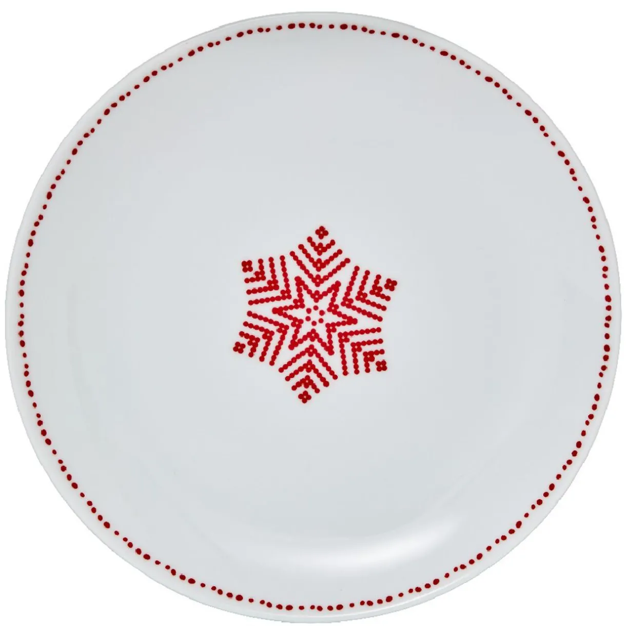 Assiette à dessert blanche décor flocon rouge^Gifi New