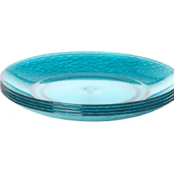 Assiette à dessert bleue martelé x4^Gifi New