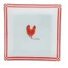 Assiette à dessert carrée blanc et rouge design poule^Gifi Clearance