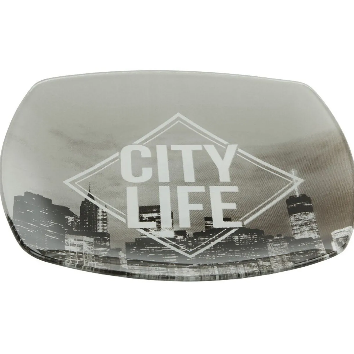 Assiette à dessert carrée design city^Gifi