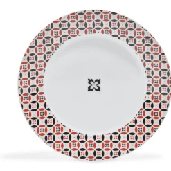 Assiette à dessert collection folk gris rouge^Gifi New