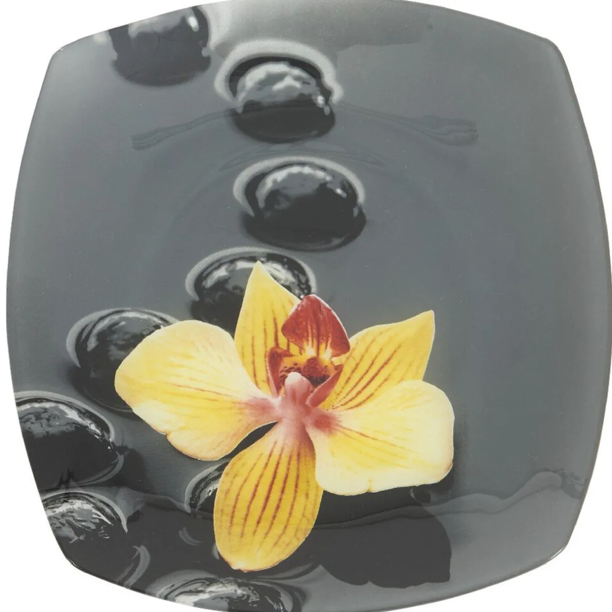 Assiette à dessert design galets et fleur^Gifi Discount