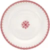 Assiette à dessert en porcelaine blanche motif Noël flocons rouges^Gifi Outlet
