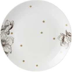 Assiette à dessert en porcelaine blanche motif végétal marron^Gifi Outlet